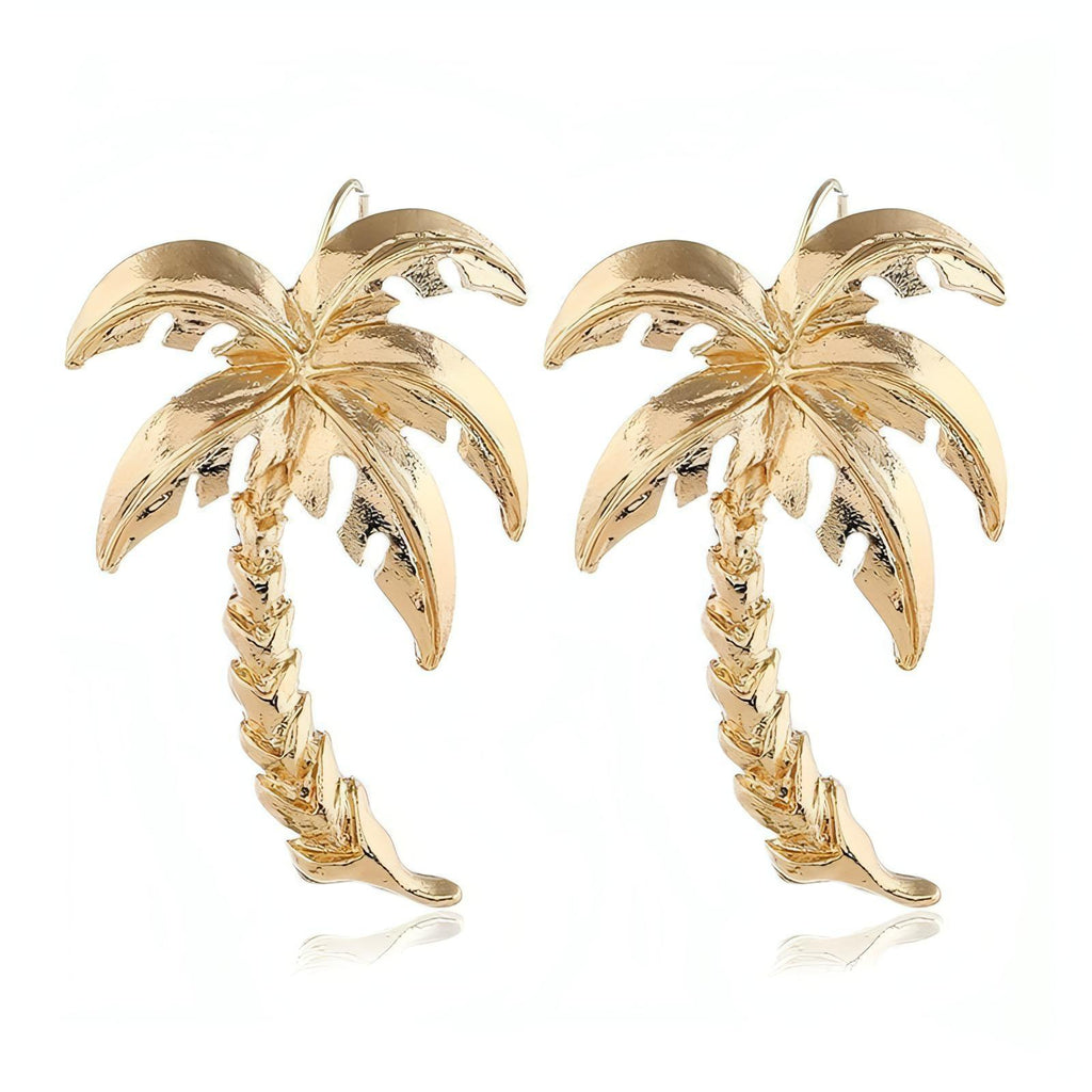 Beautiful Gold Plated Fine Detail Palm Tree Fish Hook Earrings - Shop The Docks