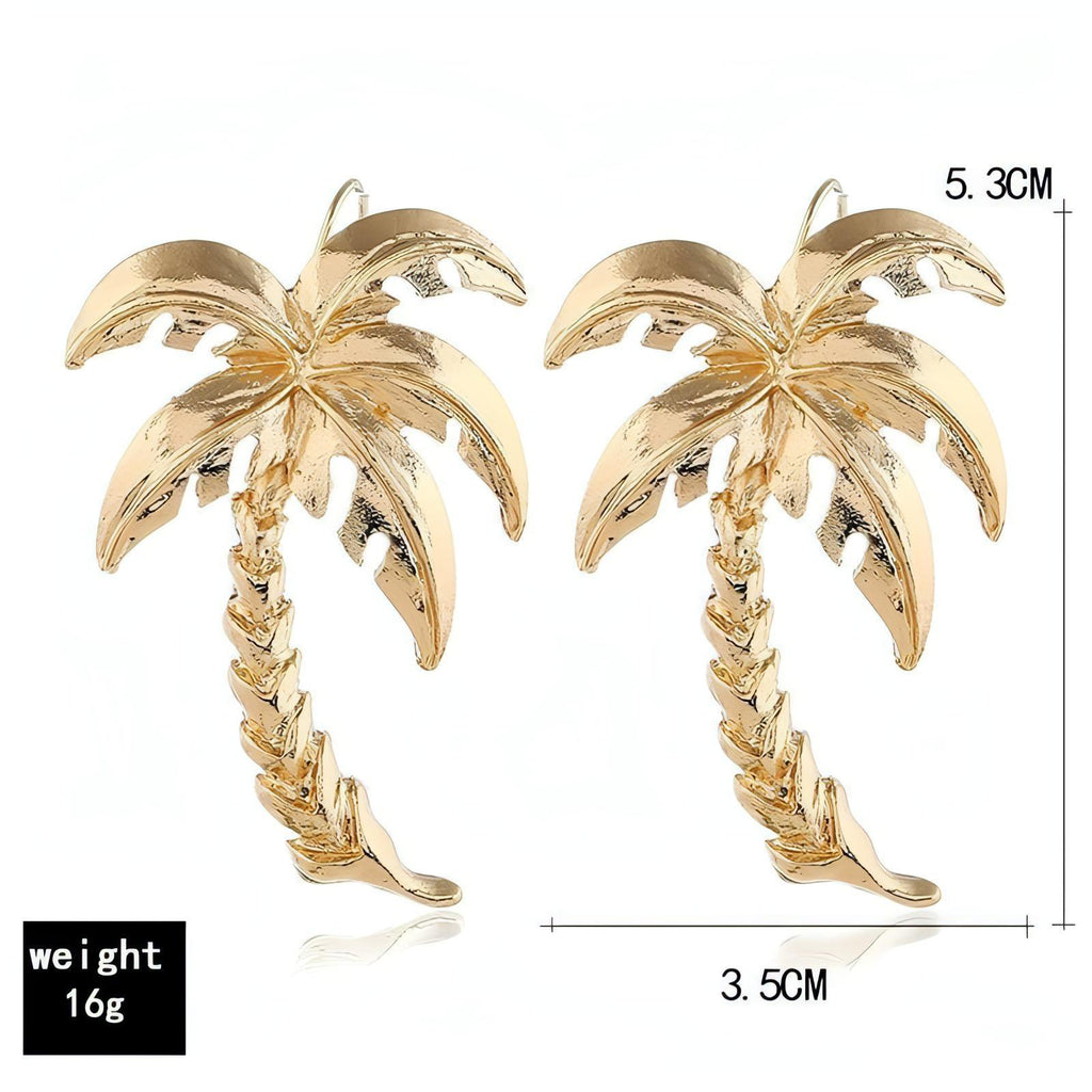 Beautiful Gold Plated Fine Detail Palm Tree Fish Hook Earrings - Shop The Docks