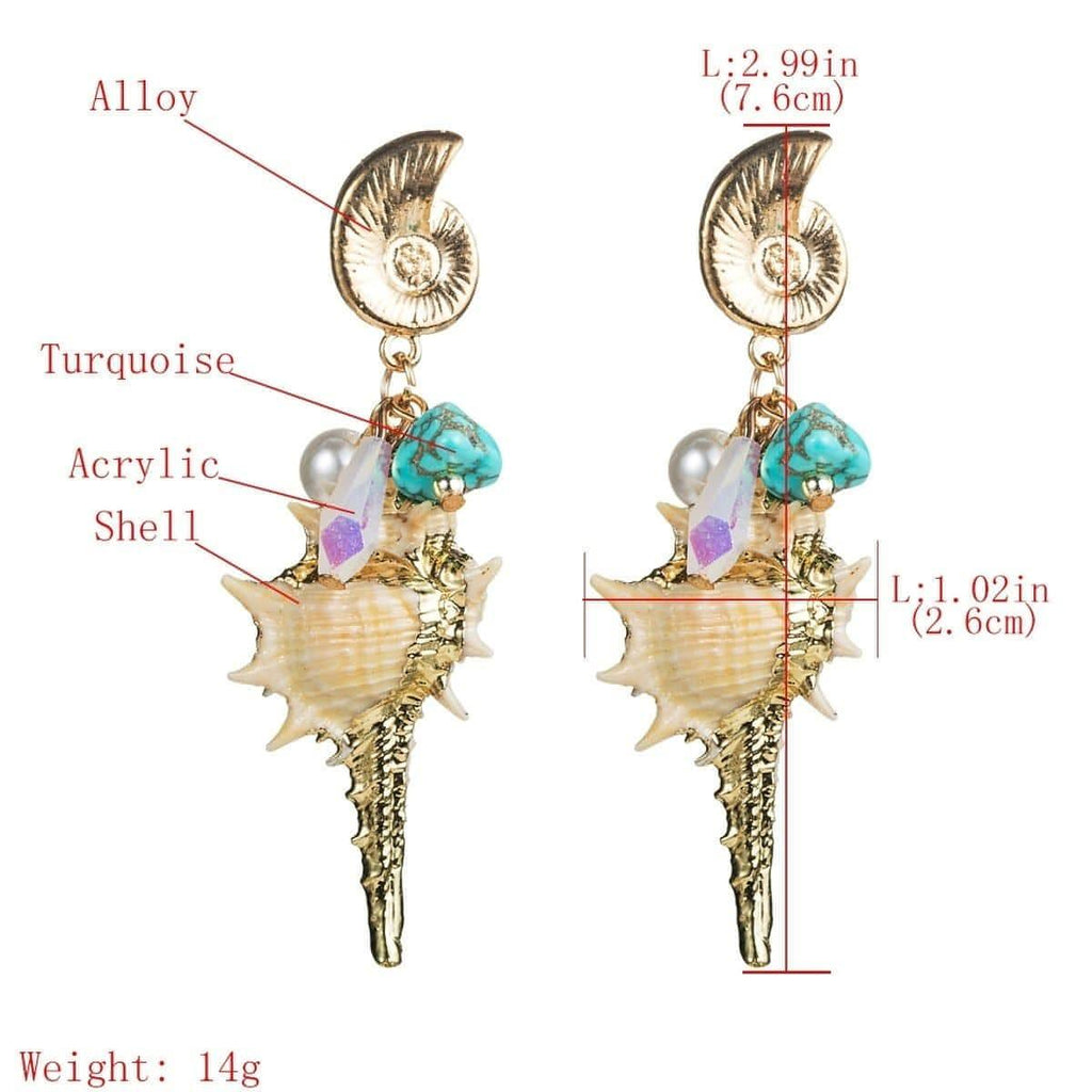 Gold Plated Conch Shell Drop Earrings - Shop The Docks