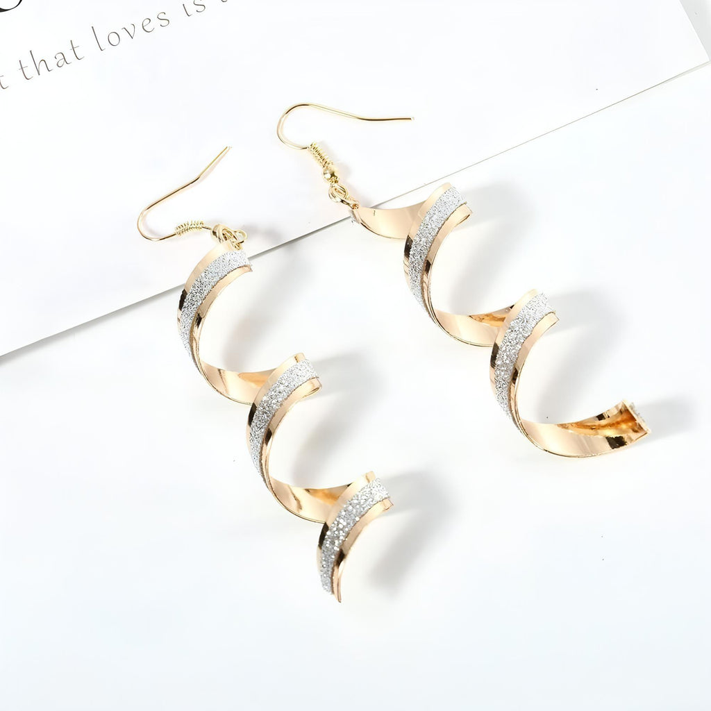 Lightweight Gold Spiral Frosted Dangle Earrings - Shop The Docks