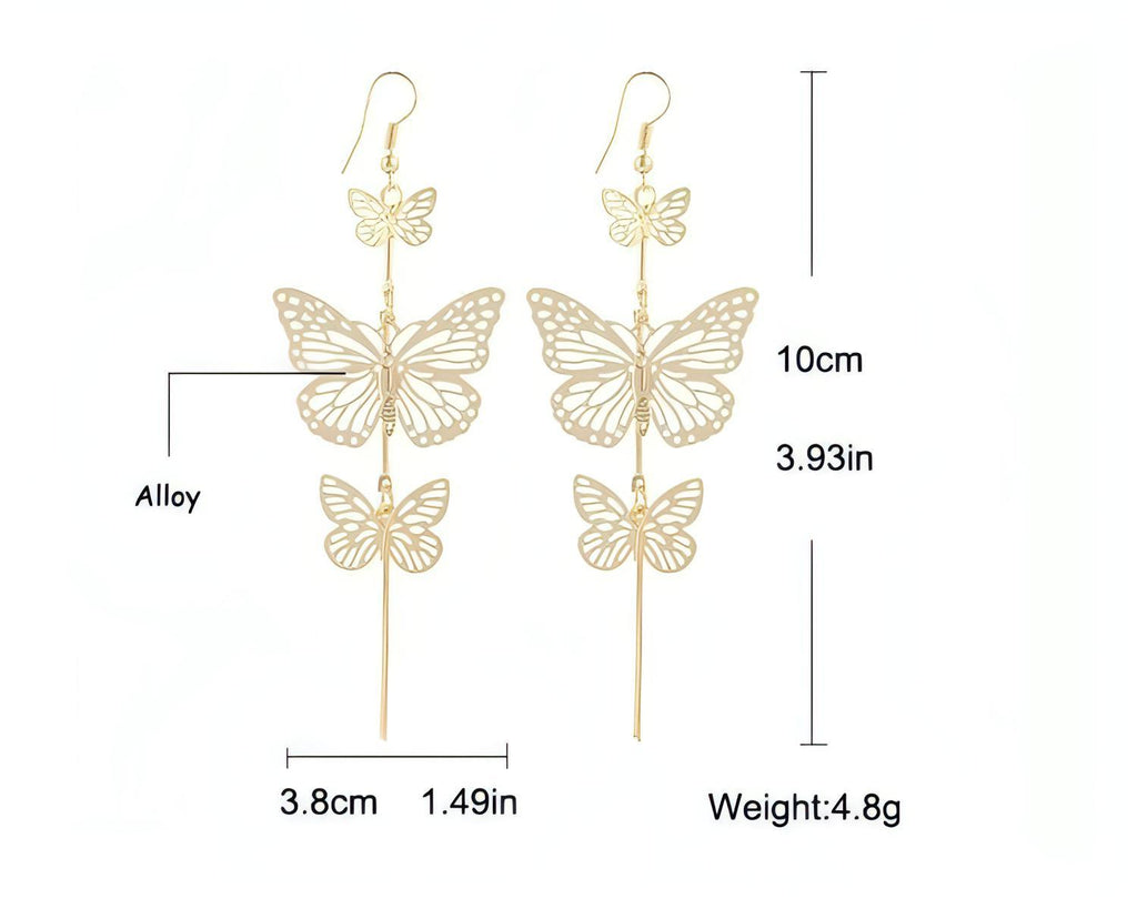 Plated Silver Hollow Butterfly Long Dangle Earrings - Shop The Docks