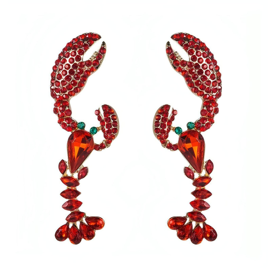 Red Crystal Rhinestone Lobster Post Earrings - Shop The Docks