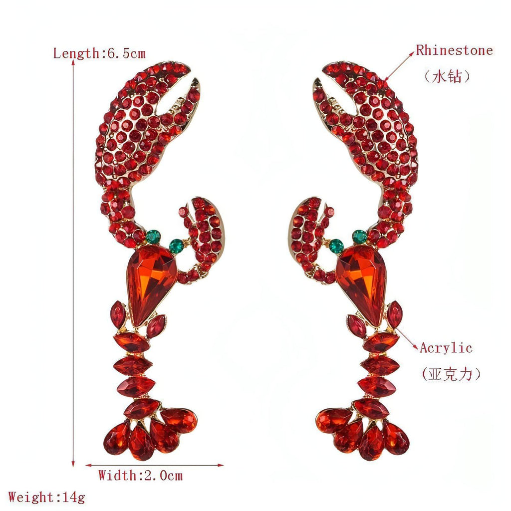 Red Crystal Rhinestone Lobster Post Earrings - Shop The Docks