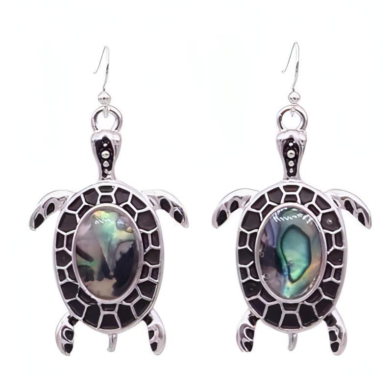 Stainless Steel Turtle Abalone Shell Drop Earrings - Shop The Docks